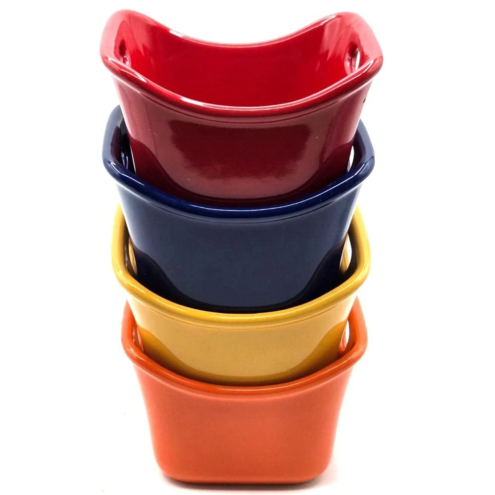 Rachael Ray Bubble & Brown Ramekins 10 oz Dipping Cups Red Blue Yellow‎ Orange